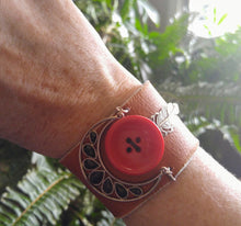 Red Button leather cuff