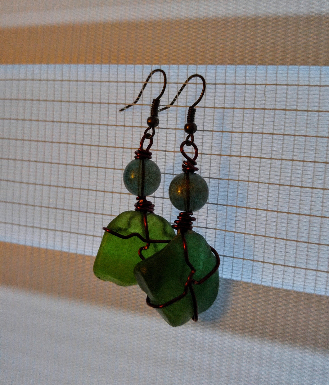 Green seaglass earrings